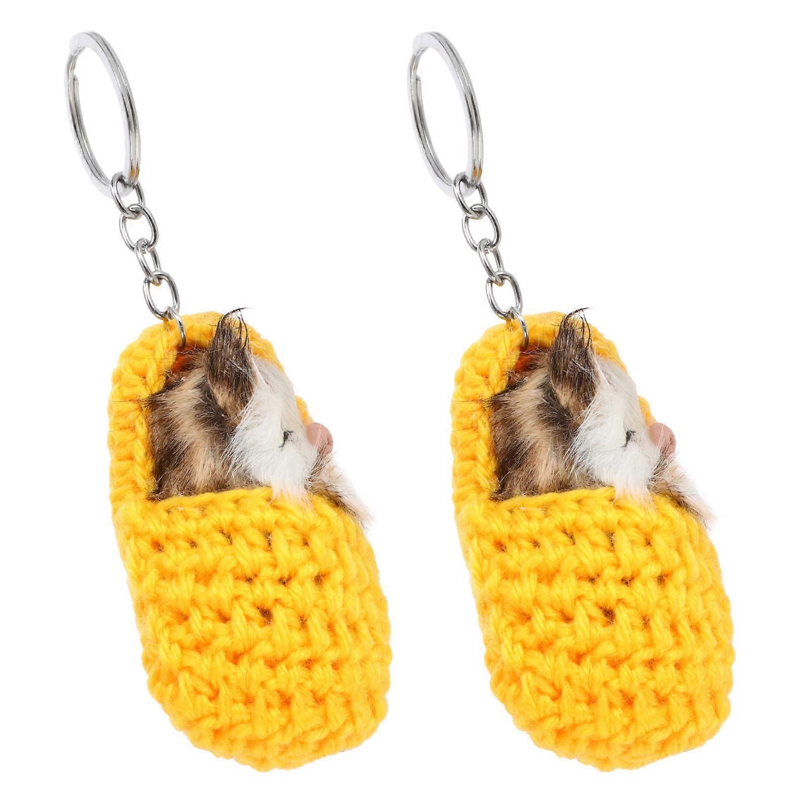 Cute Cat Keychain Set Adorable Sleeping Cartoon Cat Keyring Charms for Bags, Car Keys, and Purses Lightweight & Practical 2 Pack