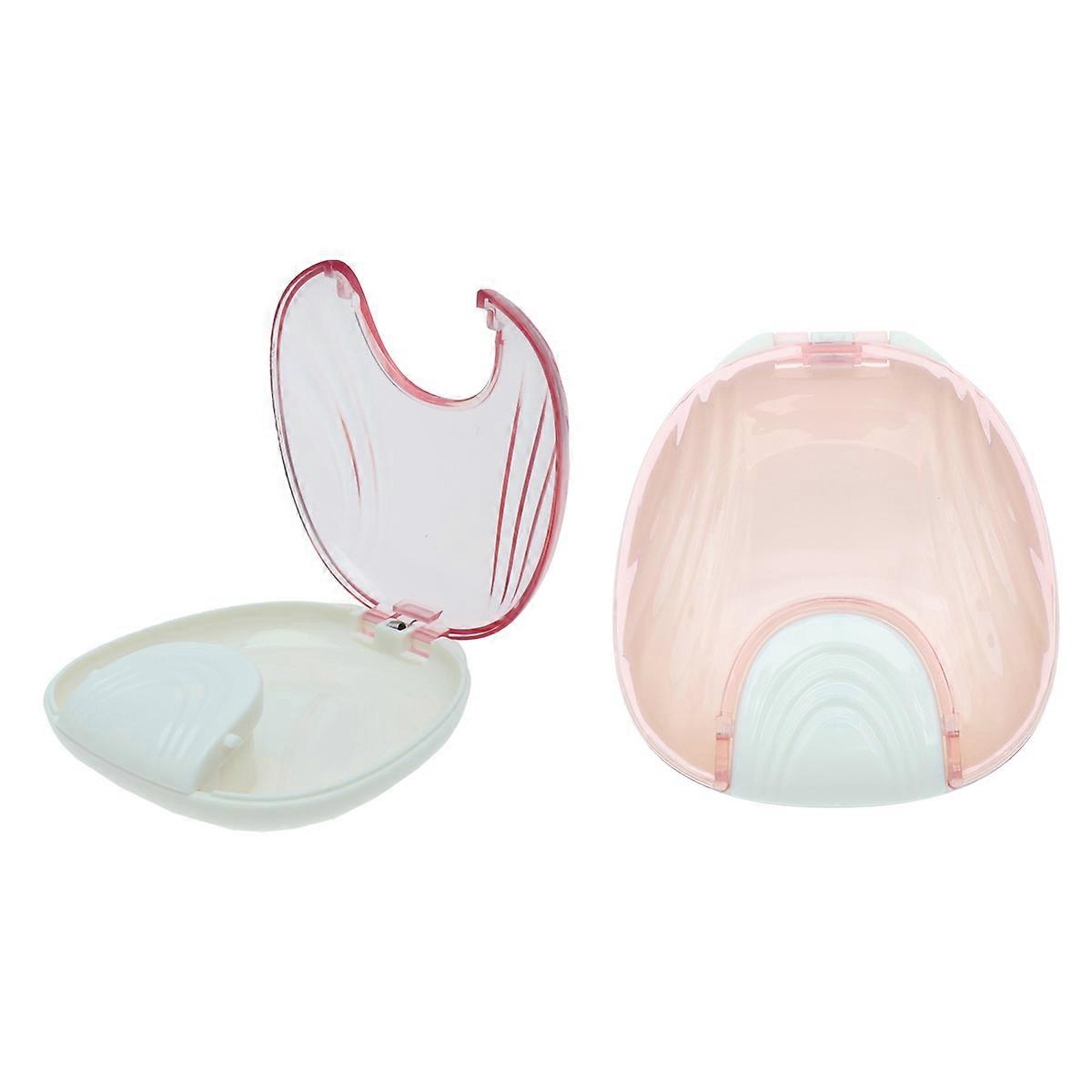 Denture for False Teeth Use Made of Durable Plastic Pink Color Suitable for Travel and Daily Storage