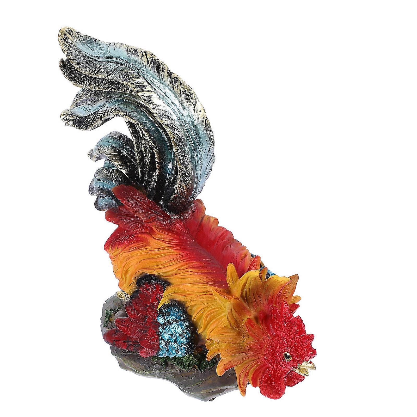Lifelike Rooster Statue for Garden Decoration Made of Resin in Assorted Color 12.5 Inches