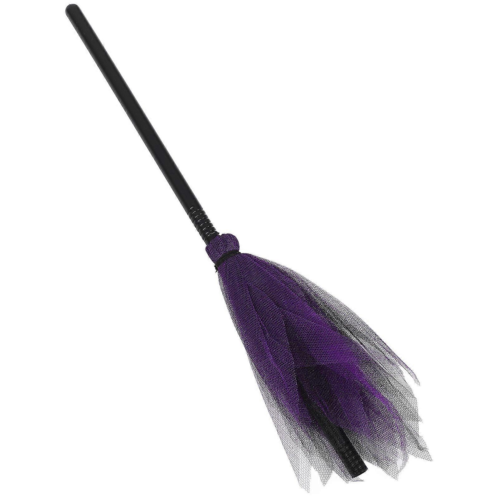 Halloween Witch Broom Plastic Prop with Mesh Design for Cosplay & Masquerade Parties – Lightweight & Fun Decoration, Assorted Colors