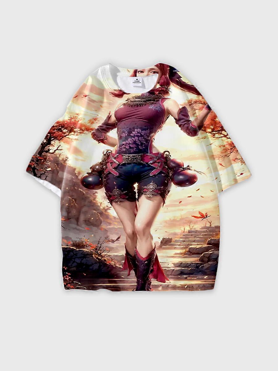 T-shirt round neck Character Pattern loose short sleeve P649