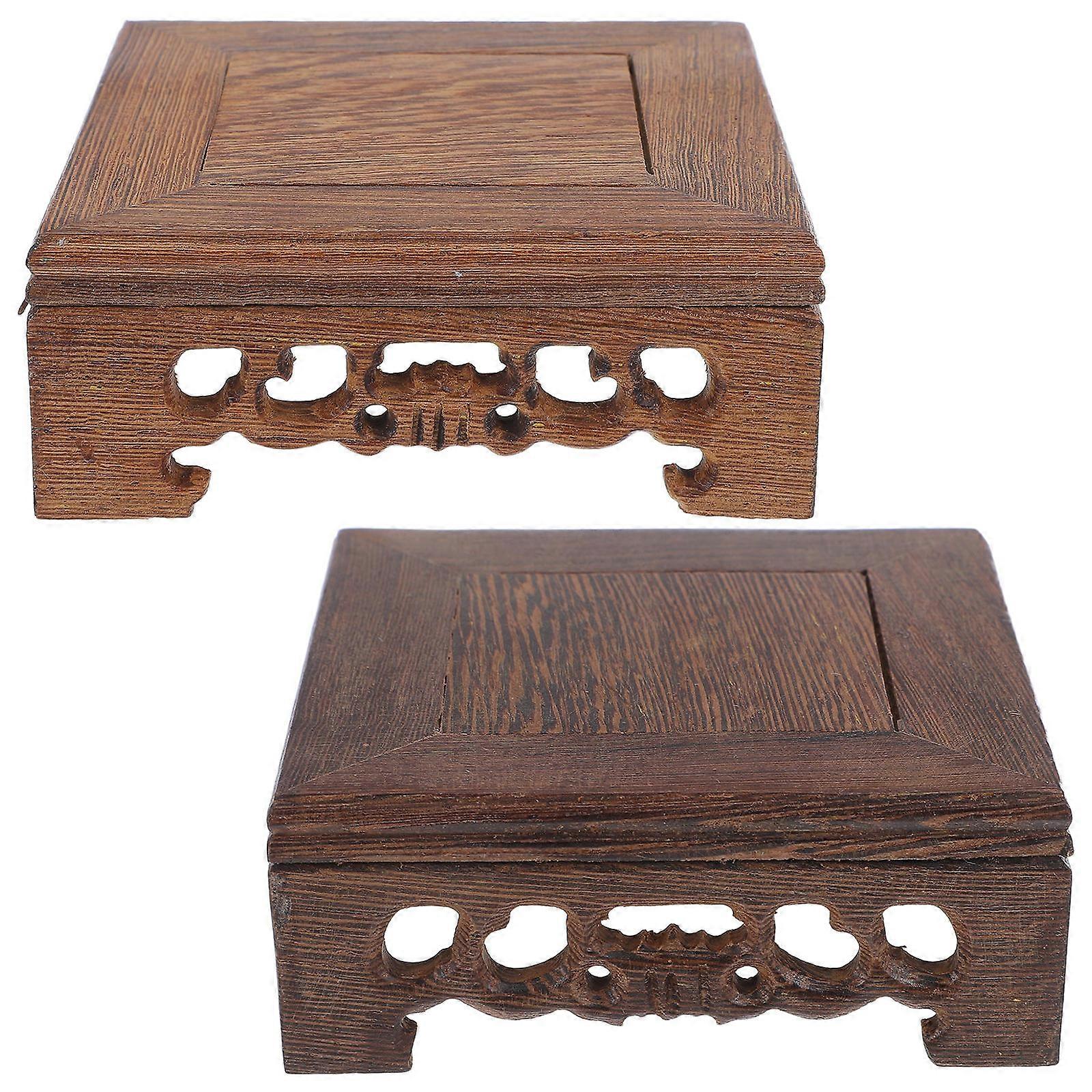 Vase Display Stand 2Pcs Brown Wood Base for Versatile Display Options