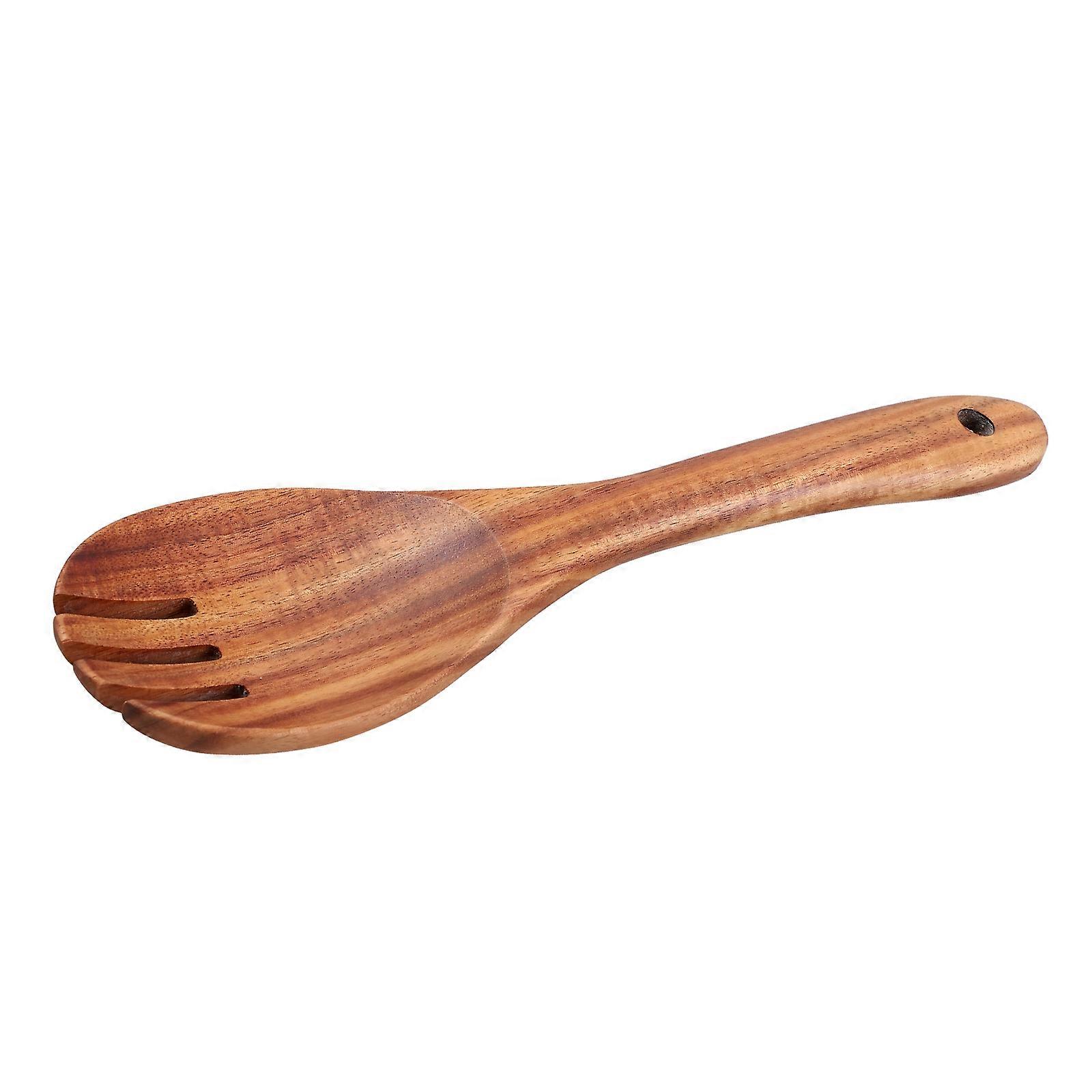Wooden Salad Servers with Long Handle in Light Brown for Home Use Kitchen Cookware