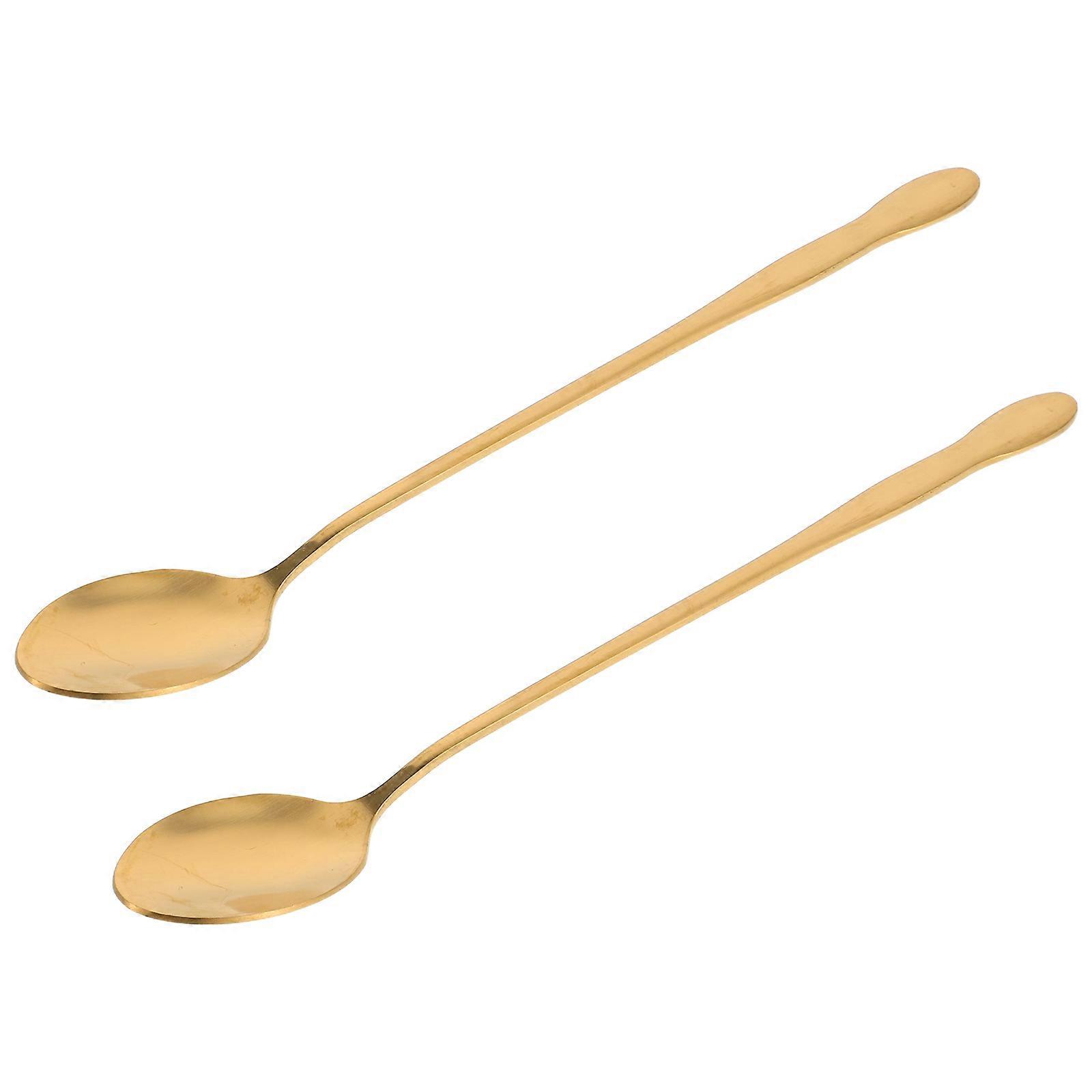 Metal Spoon For Cooking Stainless Steel Soup Ladle Home Kitchen Use Gourd-Shaped Tip Long Handle Design 2Pcs