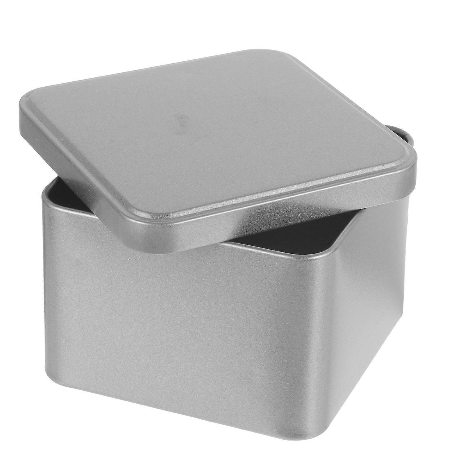 Silver Tinplate Tea Canister for Loose Leaf Tea Storage Strong and Small Tin Box with Lid 4x4 Inches
