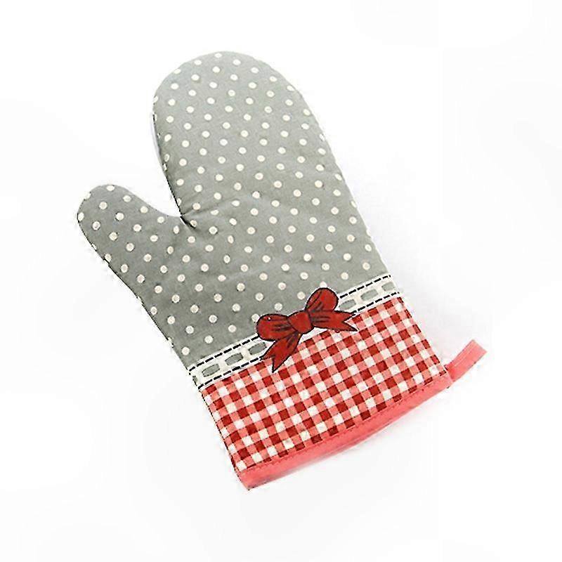 Heat Resistant Oven Mitt with Dots and Grids Pattern for Kitchen Use