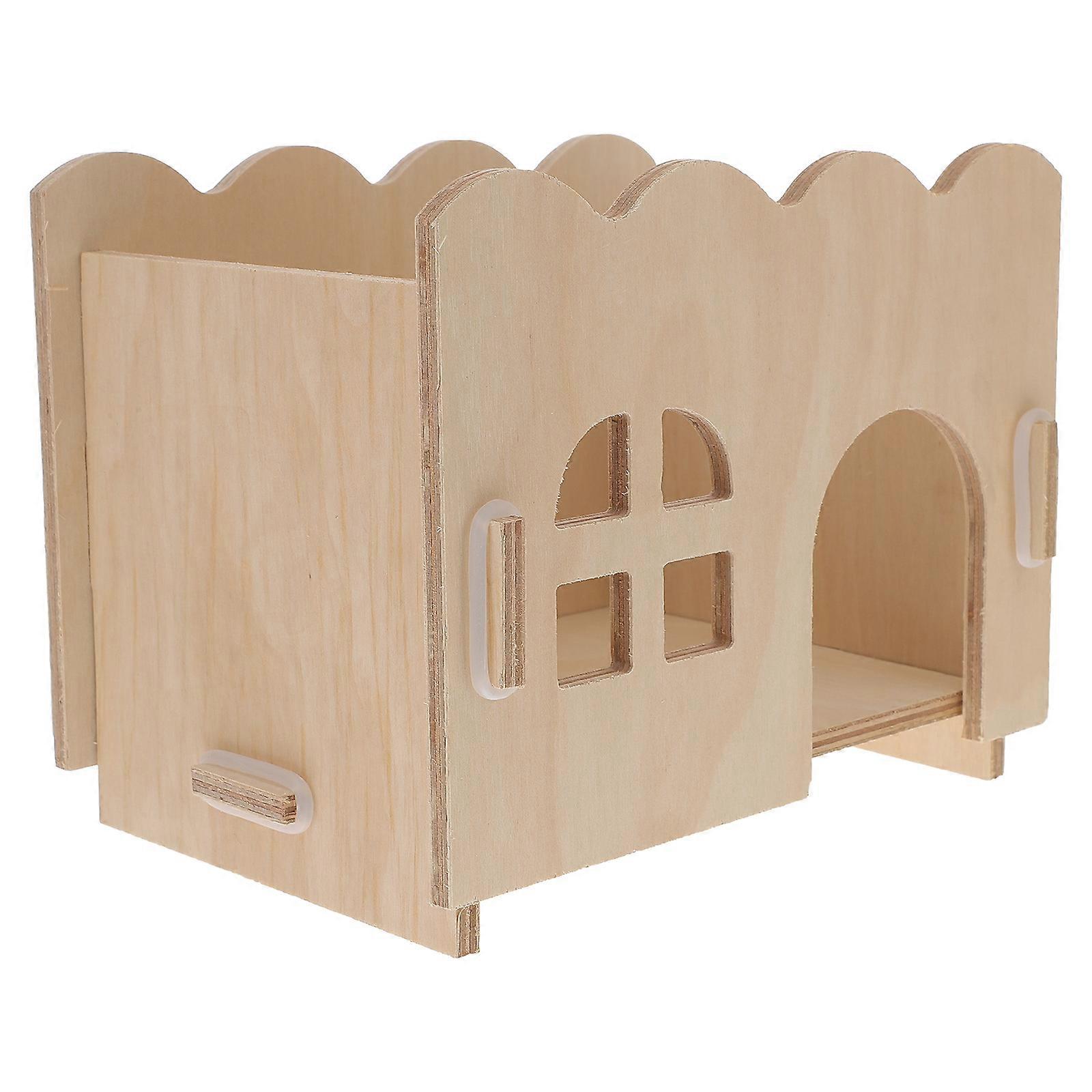 Natural Wooden Hedgehog Shelter for Hamsters and Small Animals – Comfortable Pet House for Playing and Sleeping
