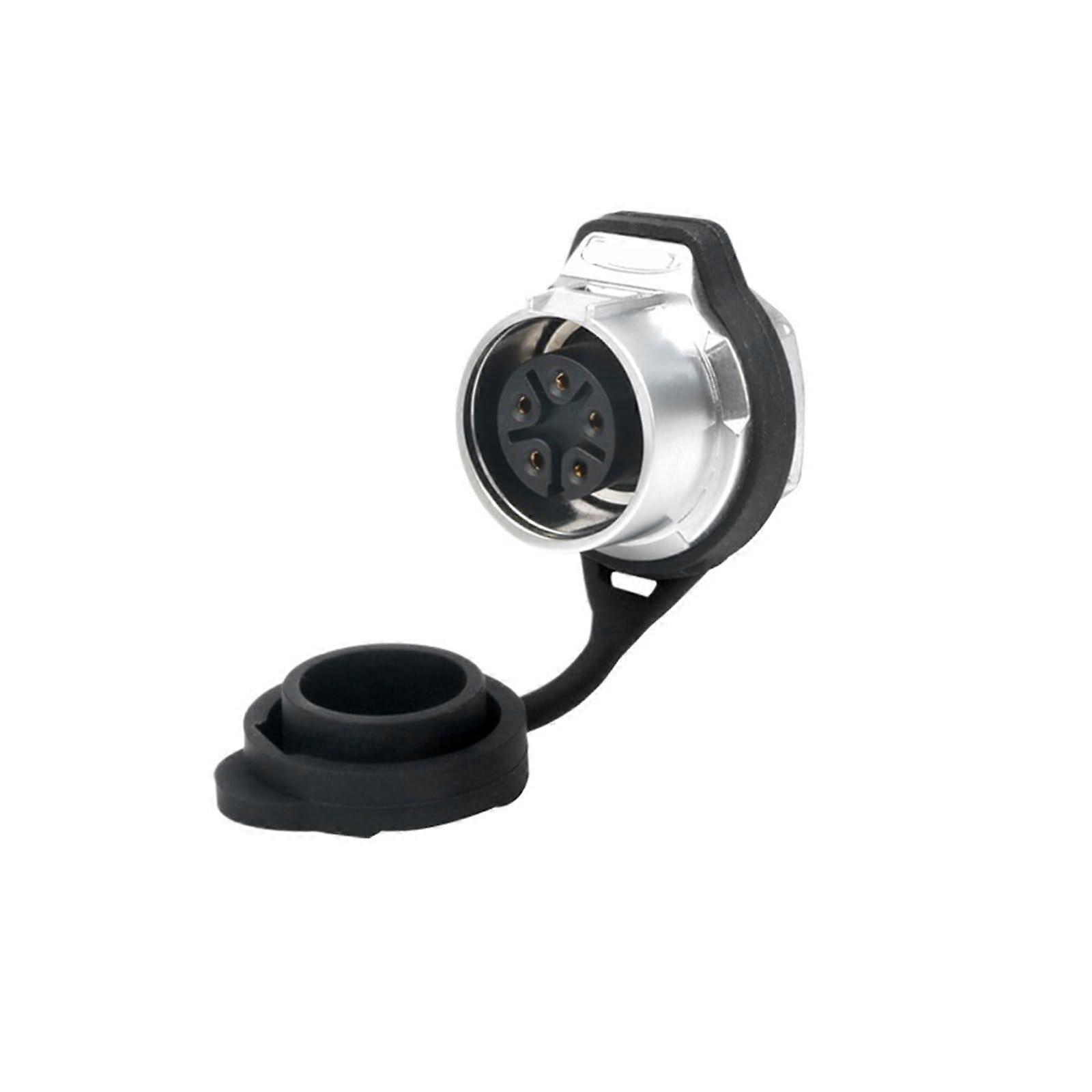 LP16 Aviation Plug And Socket, 5 Pin Waterproof, Full Metal, Threaded Plate Mounting, Single Hole Female Socket