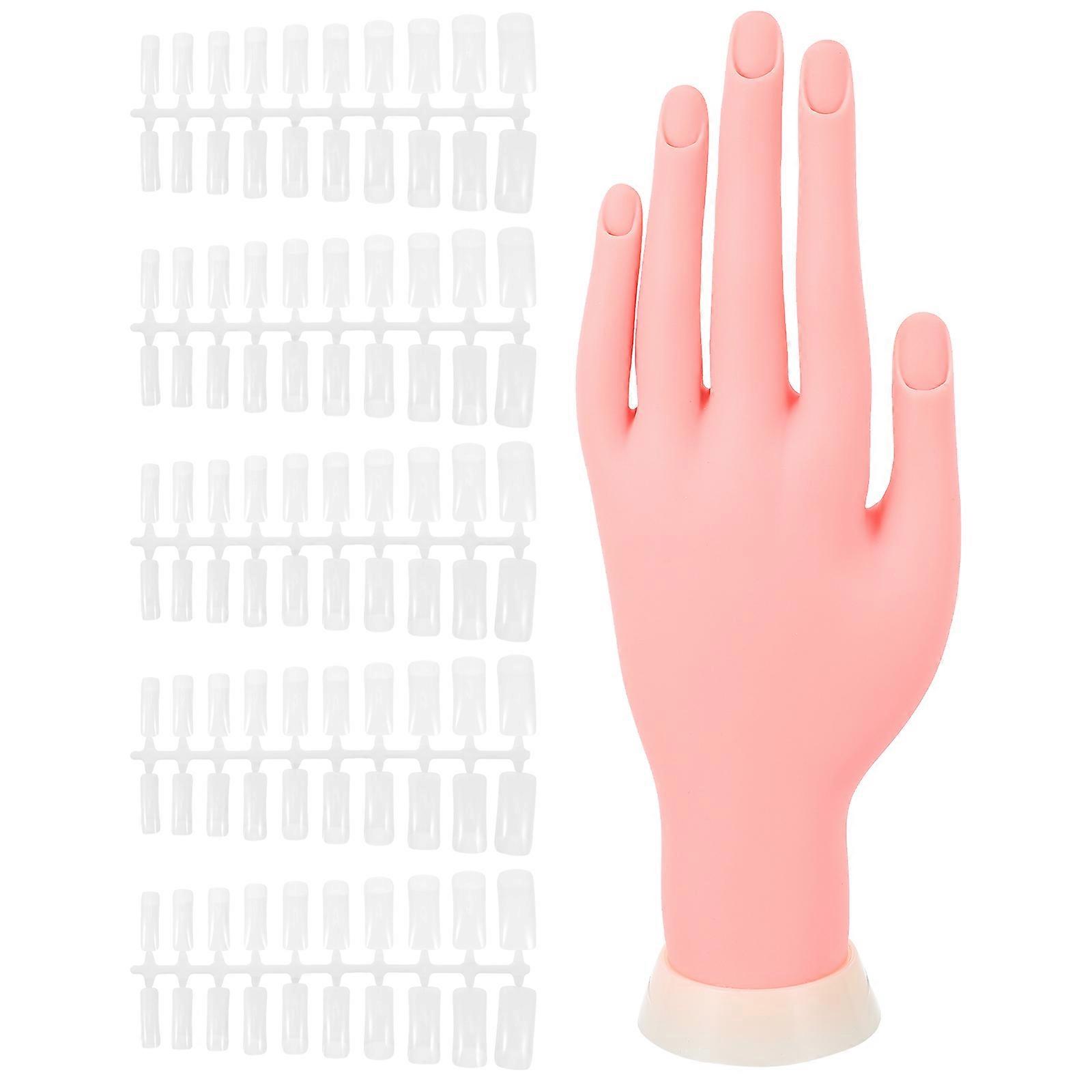 Professional Manicure Practice Hand For Salon Artists Hand-shaped 24X8.3Cm Insert Nails 1Set