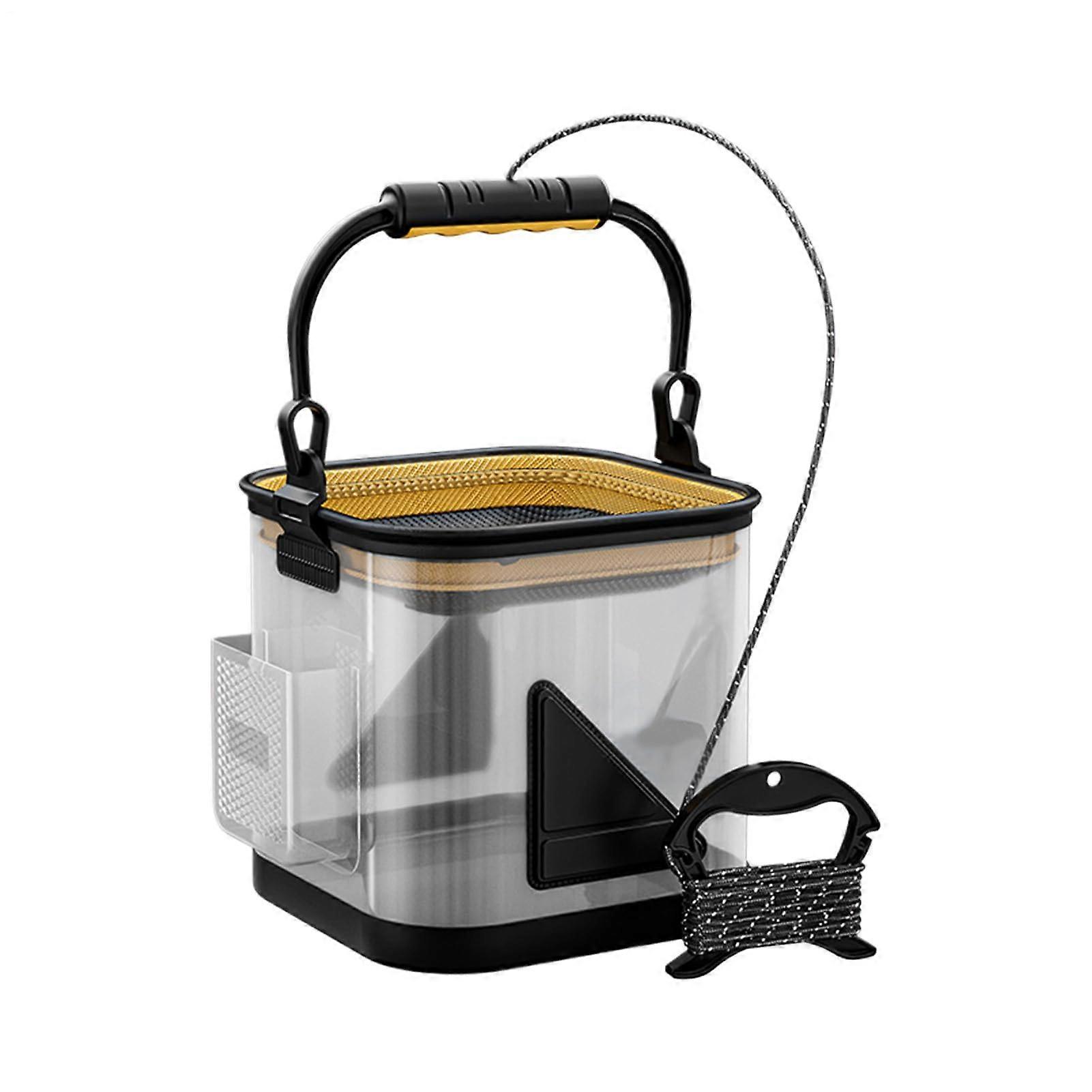 Angelköder Eimer | Transparenter Klappbarer Köderbehälter Mit Tragbarem Eva Fischkorb Für Fluss & Salzwasser Angeln