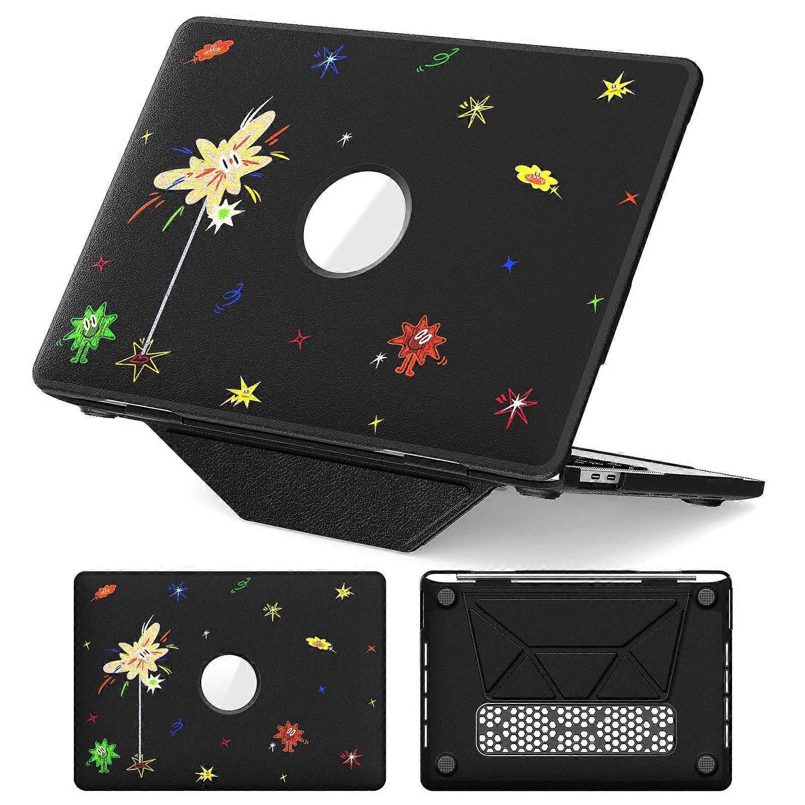 TKdaddy דפוס הדפסת נרתיק למחשב נייד עבור MacBook Pro 13 אינטש (2020) / (2019) / (2018) / (2017) / (2016) כיסוי לרגלית מחברת ניצוץ / שחור