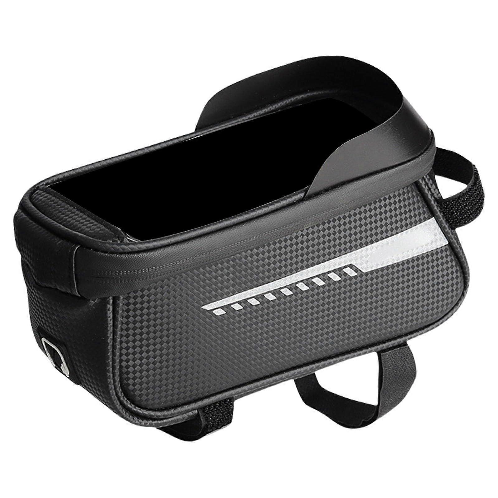 Front Frame Bag For Mountain Bike Non-Slip Water-Resistant With Phone Holder Splash-Proof Thickened Double-Sided Panel
