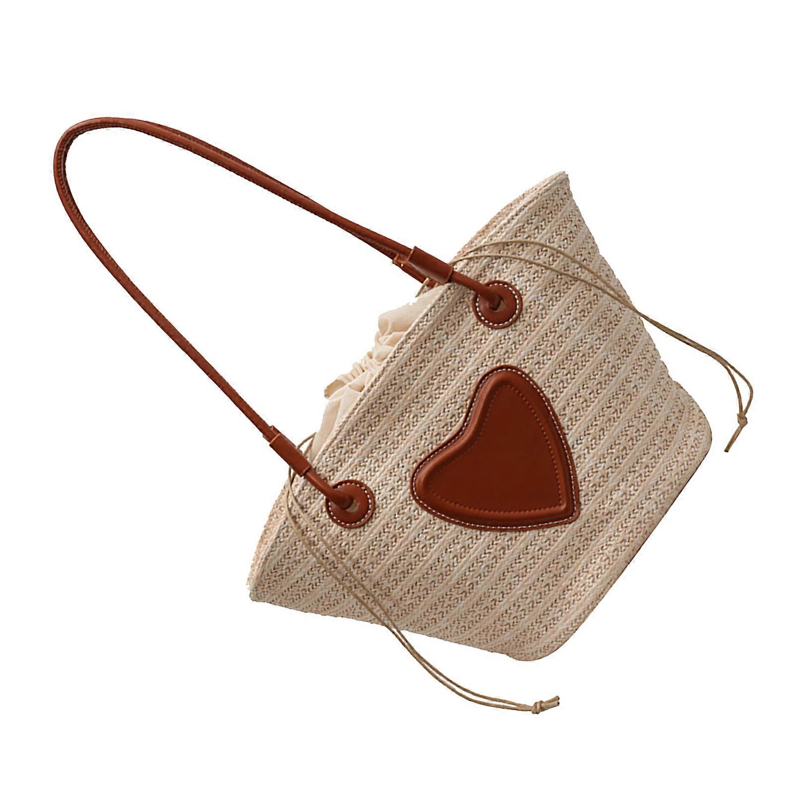 Summer Straw Beach Bag Large Capacity Multifunction Small Durable Beige One Size