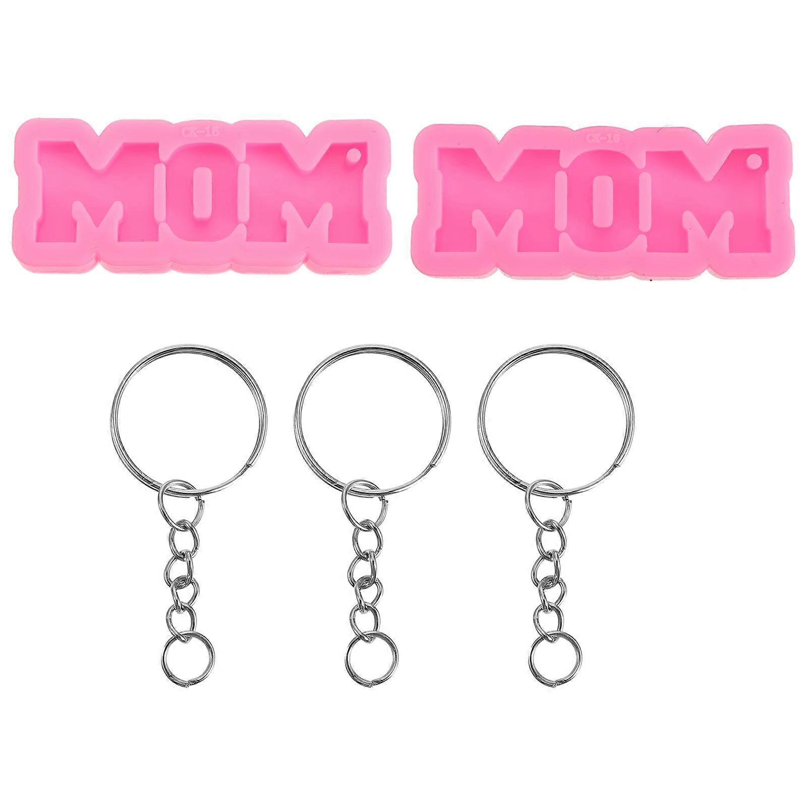 2pcs Mother's Day Key Chain Molds Creative DIY Epoxy Molds with 30 Key Rings
