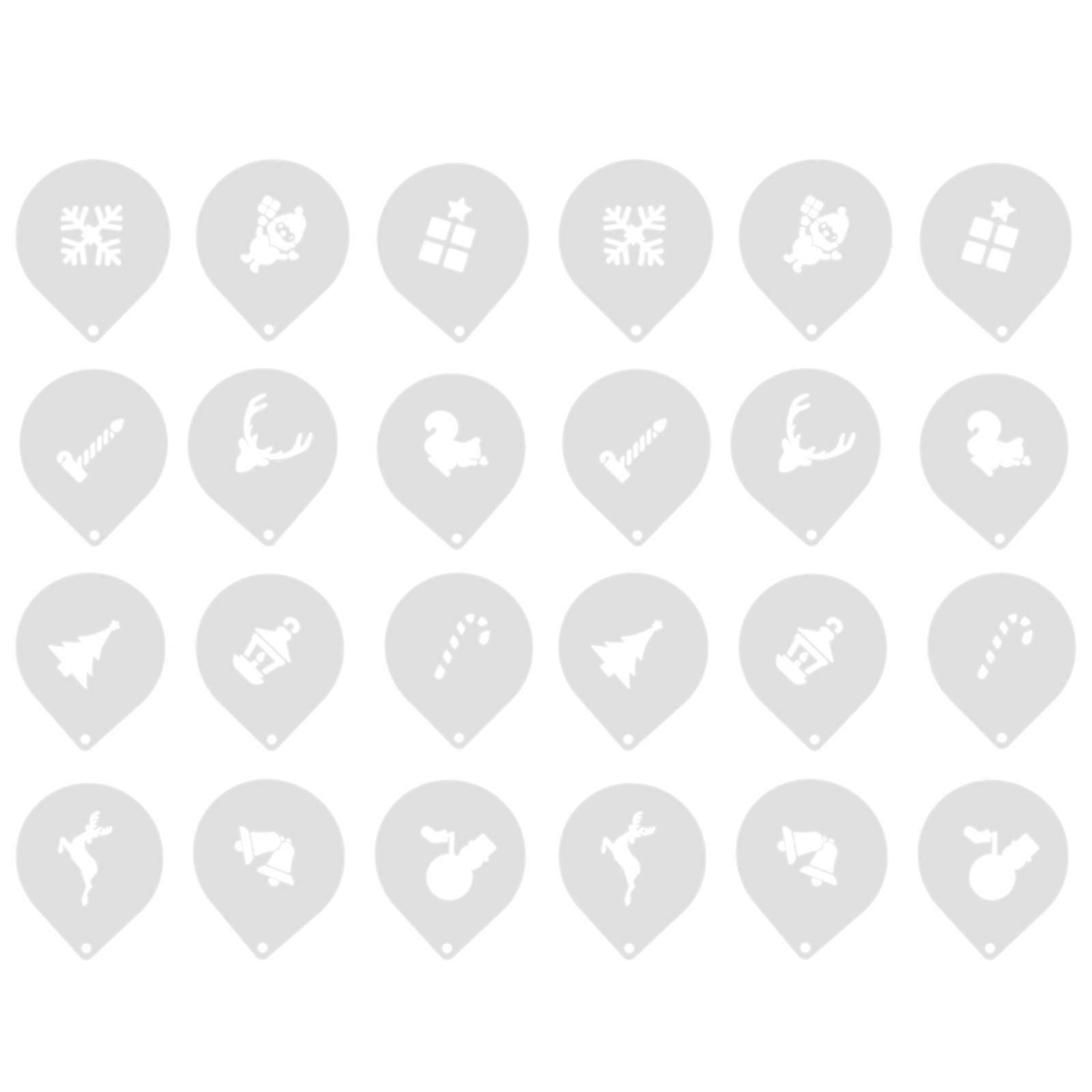 Christmas Cake Decorating Stencils with Unique Elements Design for Kitchen Use PET Material White Color 24Pcs