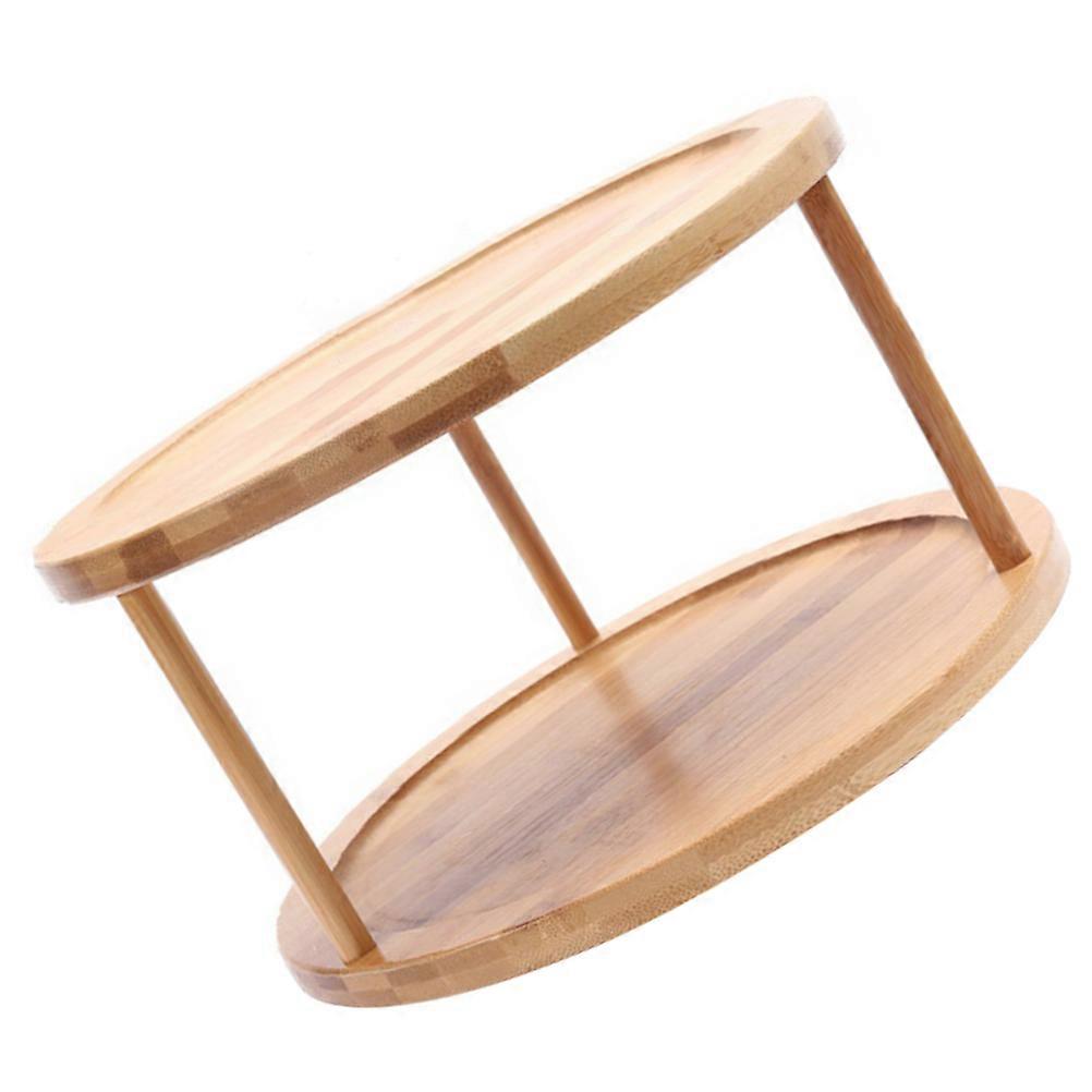 Khaki Doublelayer Storage Shelf for Home Synthetic Material Desk and Kitchen Use 7.5x5.2 Inches