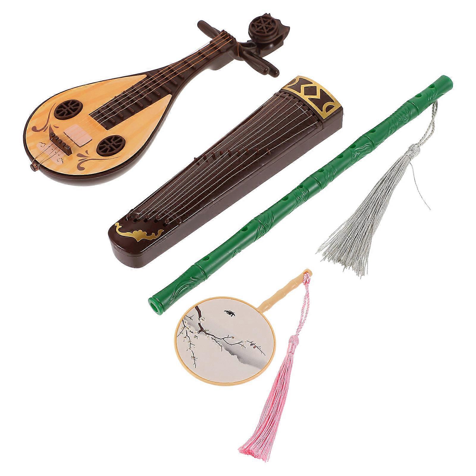 Miniature Ancient Flute Decor Ornament with Fine Craftsmanship for Home Decor ABS Material Multifunctional 4 Pieces