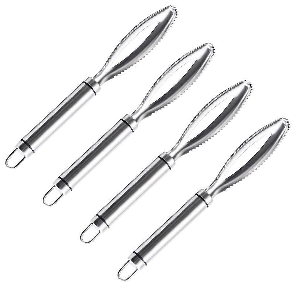 Stainless Steel Fish Scaler for Kitchen Silver Easy to Clean and Use 4Pcs