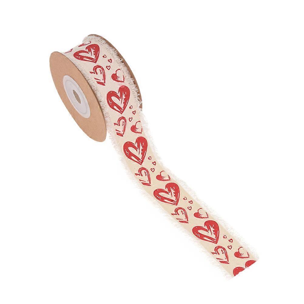 DIY Bow Knots Cotton Ribbon For Craft Projects 30mm Wide Including Fringe Heart Shaped Pattern 1 Roll