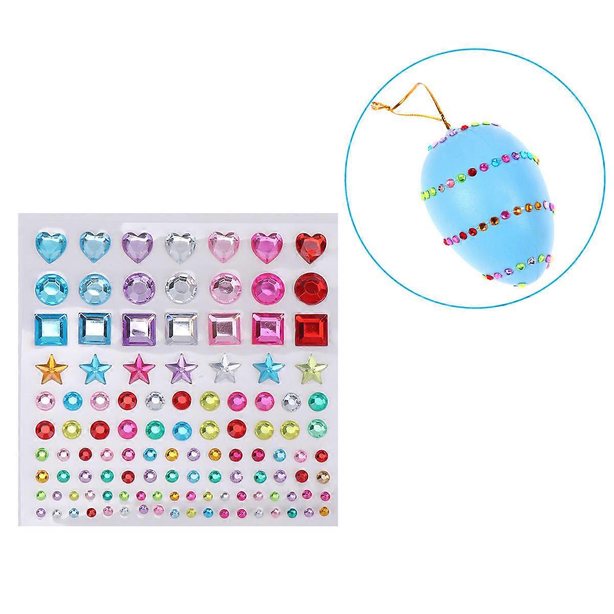 Creative Acrylic Rhinestone Stickers for Decoration Multi Color Various Shapes Self Adhesive 12 Sheets