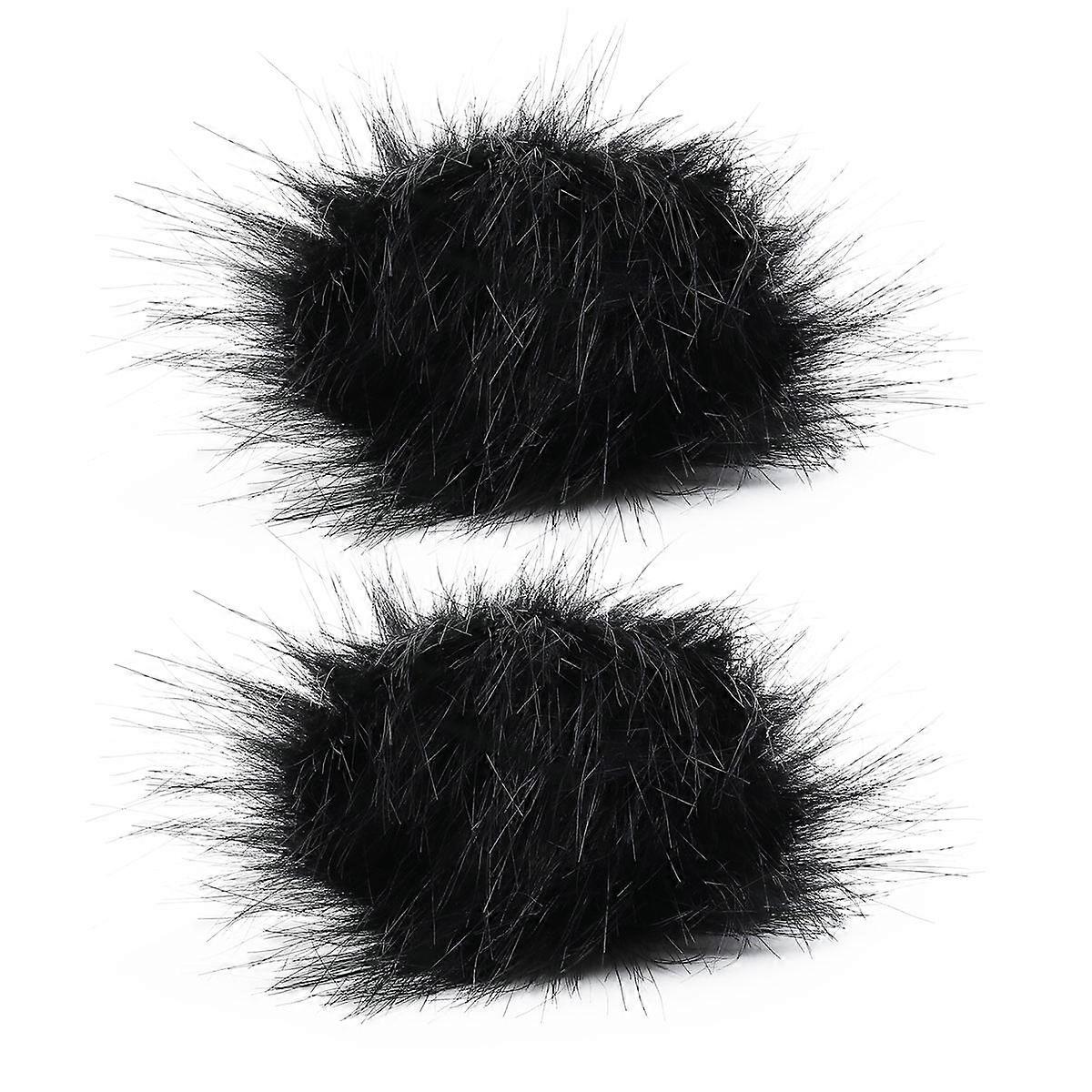 Black Plush Decorative Ball for Clothes Hats and Accessories Smooth Comfortable 2pcs