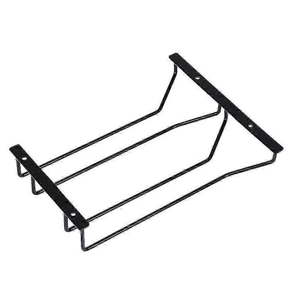 حامل زجاج نبيذ أسود Stemware مع مسامير - تصميم مثبت على الحائط مقاس 27 سم للتخزين والعرض الموفر للمساحة