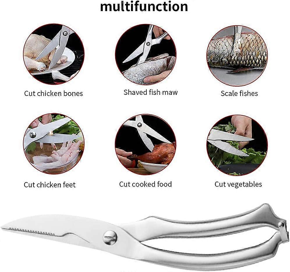 Heavy-Duty Kitchen Scissors - Hollow Handle Stainless Steel for Cutting Chicken, Bones & Herbs