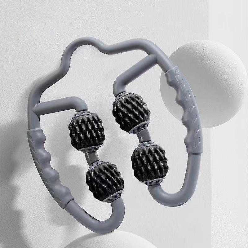 Foam Yoga Roller 4-wheel Ring Fish Bones Type Space Gray