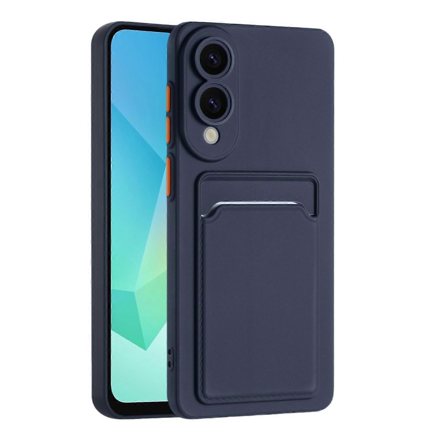 For Samsung Galaxy S25 Edge Case Card Slot Matte Fingerprint-Free Back Cover - Dark Blue
