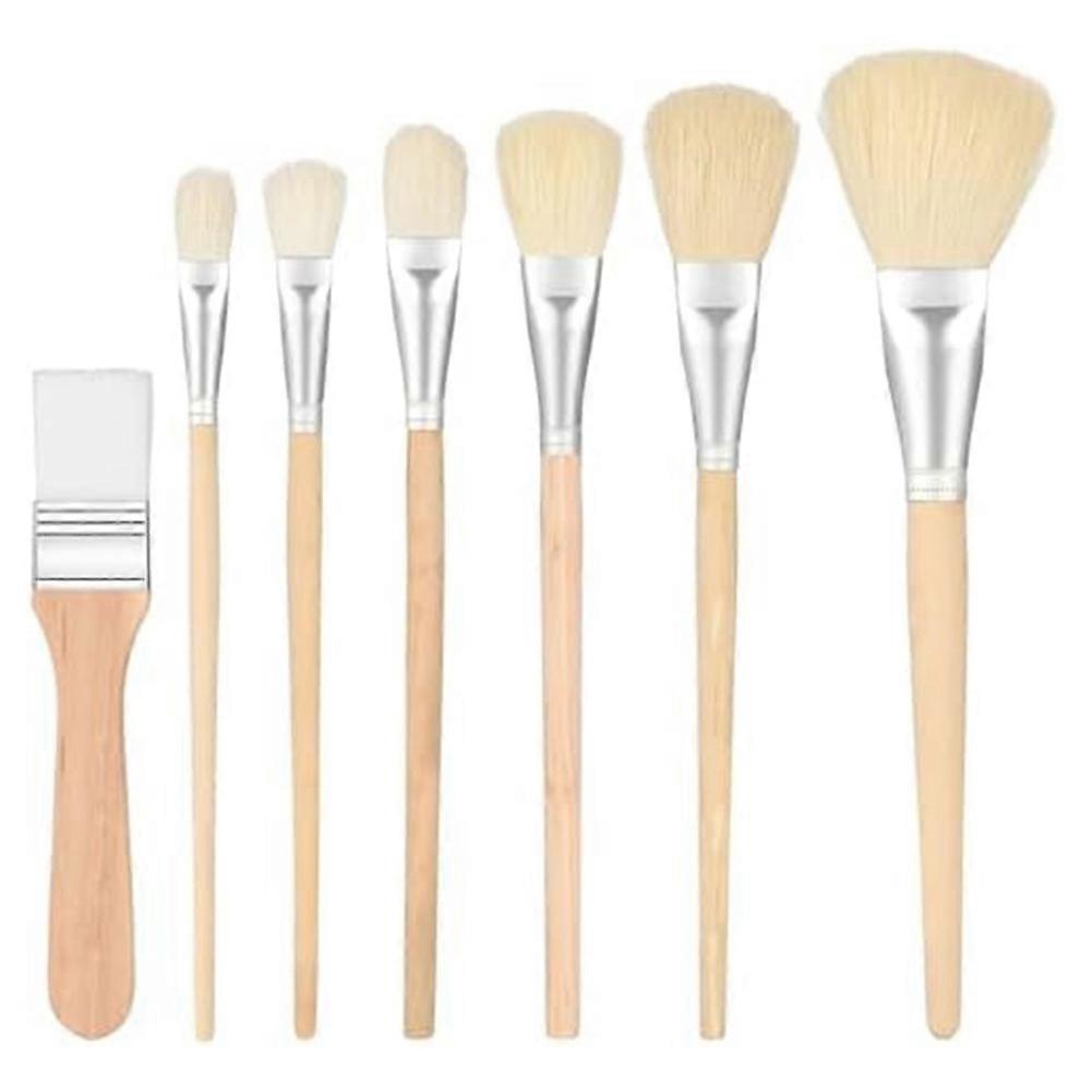 Mop Brush for Acrylic Painting, Assorted Size Acrylic Paint Brush Set Blending Mop Brushes with Wooden Handle 7PCS Set
