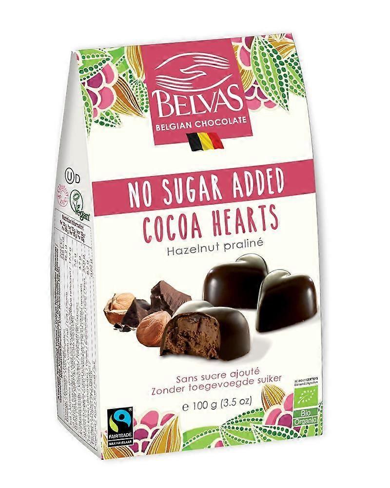 Belvas No Sugar Added Dark Hearts Ganache - Organic - 100g - 2 Pack