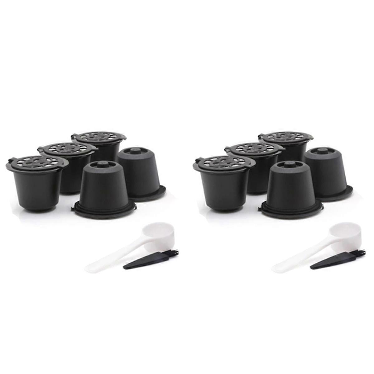 10 Reusable Capsules Refillable Coffee Capsule Filter with Coffee Machines with Coffee Spoon Brush