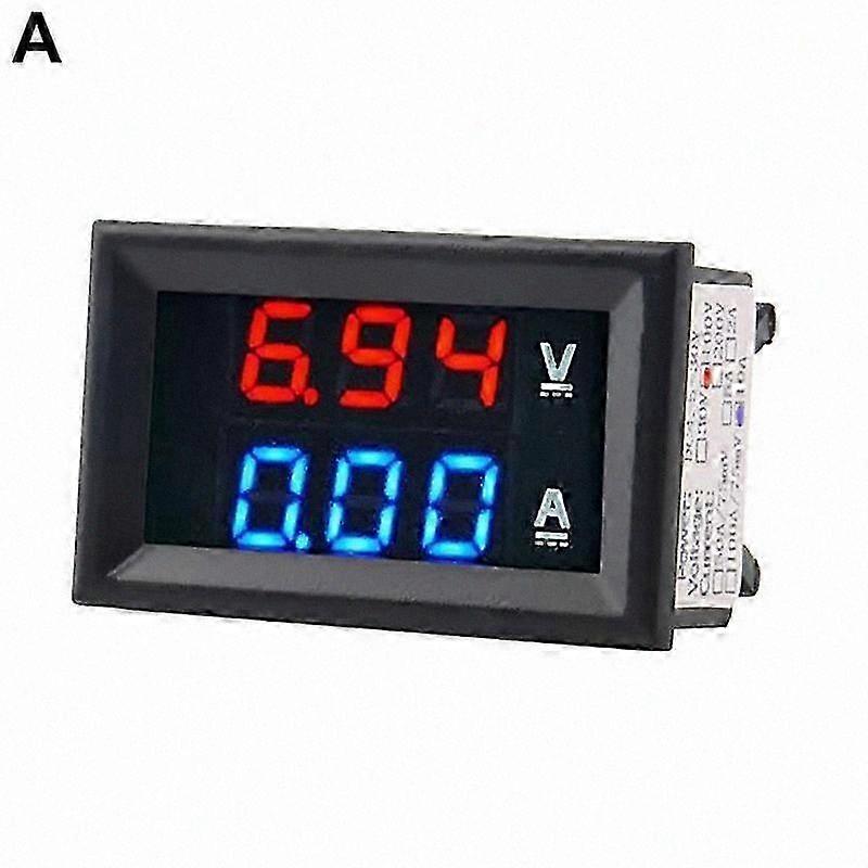 LED Dual Volt Amp Meter Black 10A Red Blue Voltage Current Display