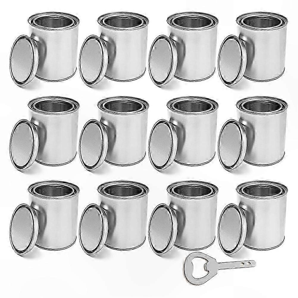 12-Pack 0.4 Quart Tin Craft Paint Buckets with Lids for DIY Projects and Art Storage Solutions