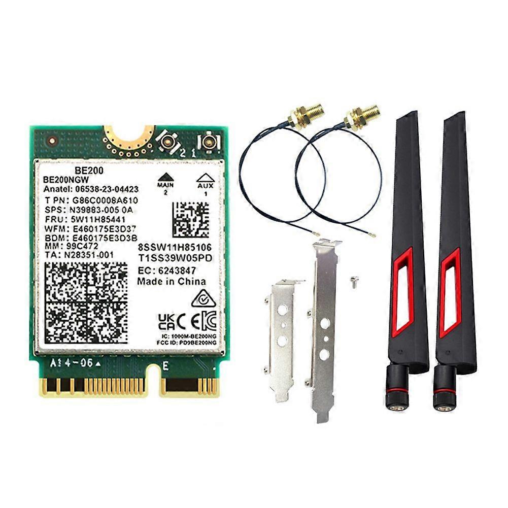 BE200 WiFi 7 Card+10DBi Antenna 2.4G/5G/6Ghz Bluetooth 5.4 WiFi Adapter 8774Mbps Wireless Network C