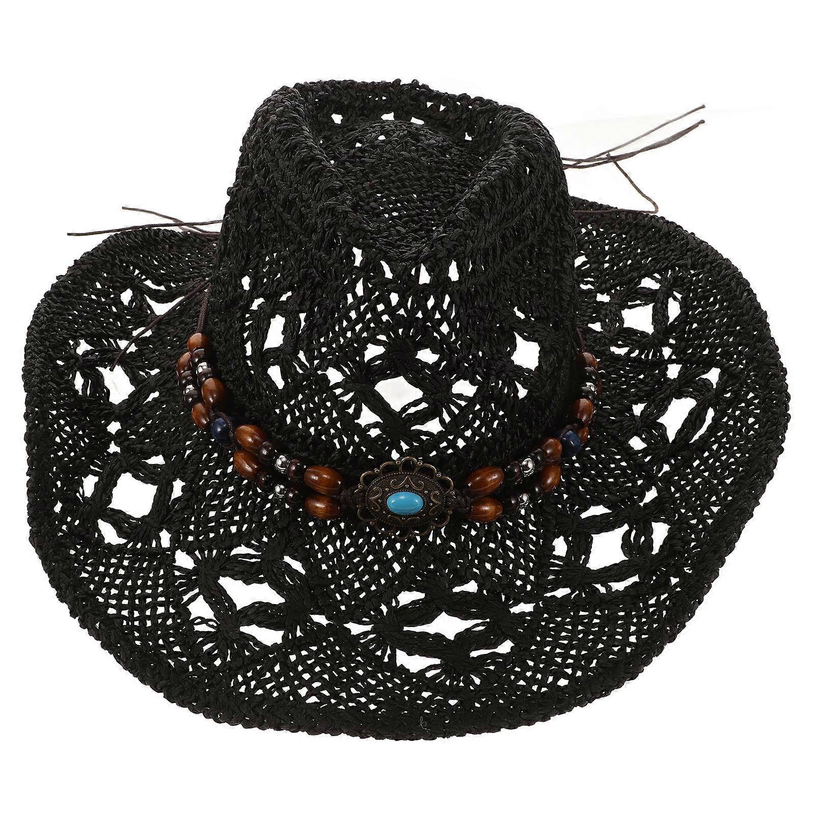 Woven Hat Straw Farmer Hat Western Style Shade Sun Protection 1Pack