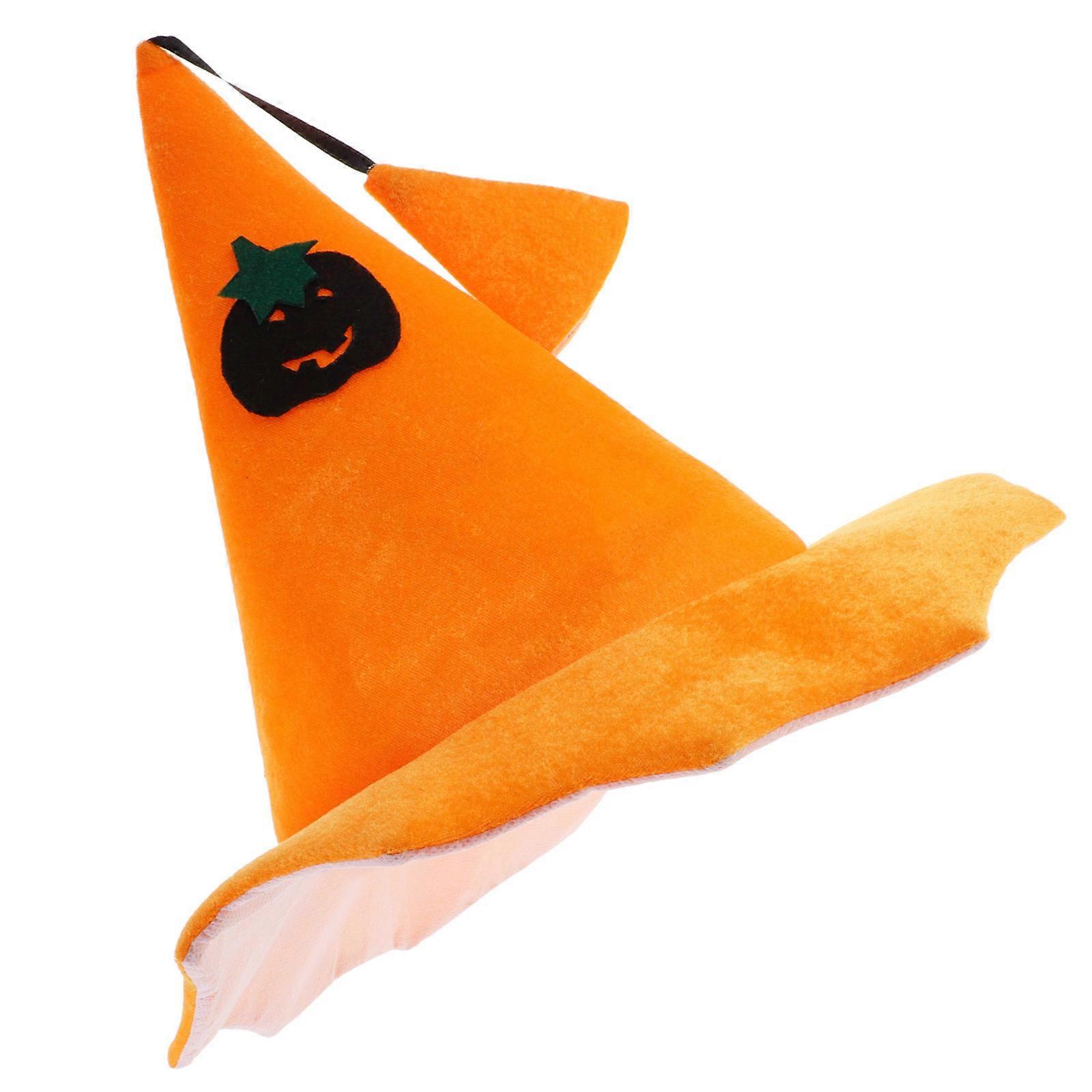 Halloween Pumpkin Hat Costume Accessory For Adults Elegant Design Pointed Shape Orange 1Pack