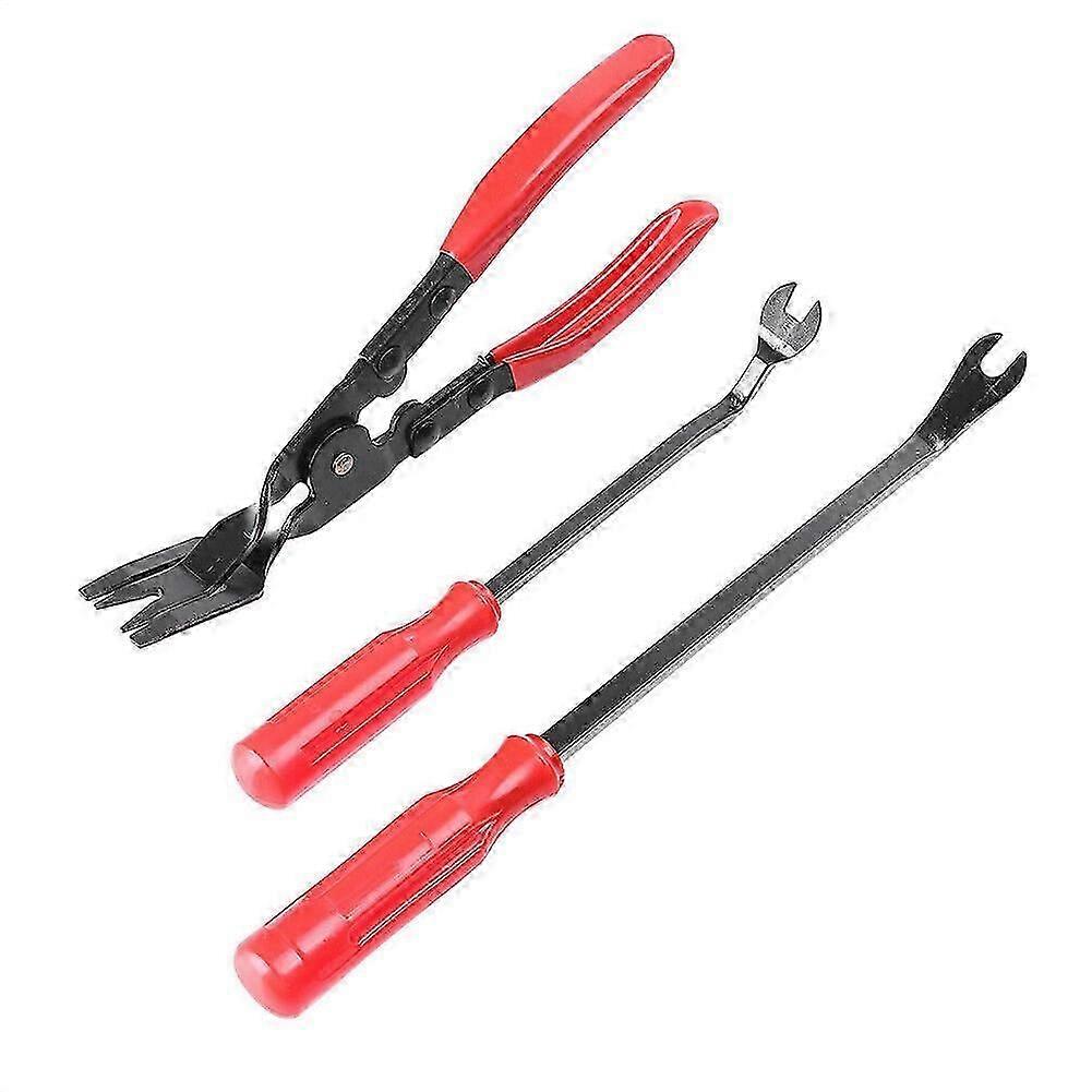 Car Door Trim Rivets clips Pliers + Fastener Remover Puller Tool kit Set(black+red)(1set)