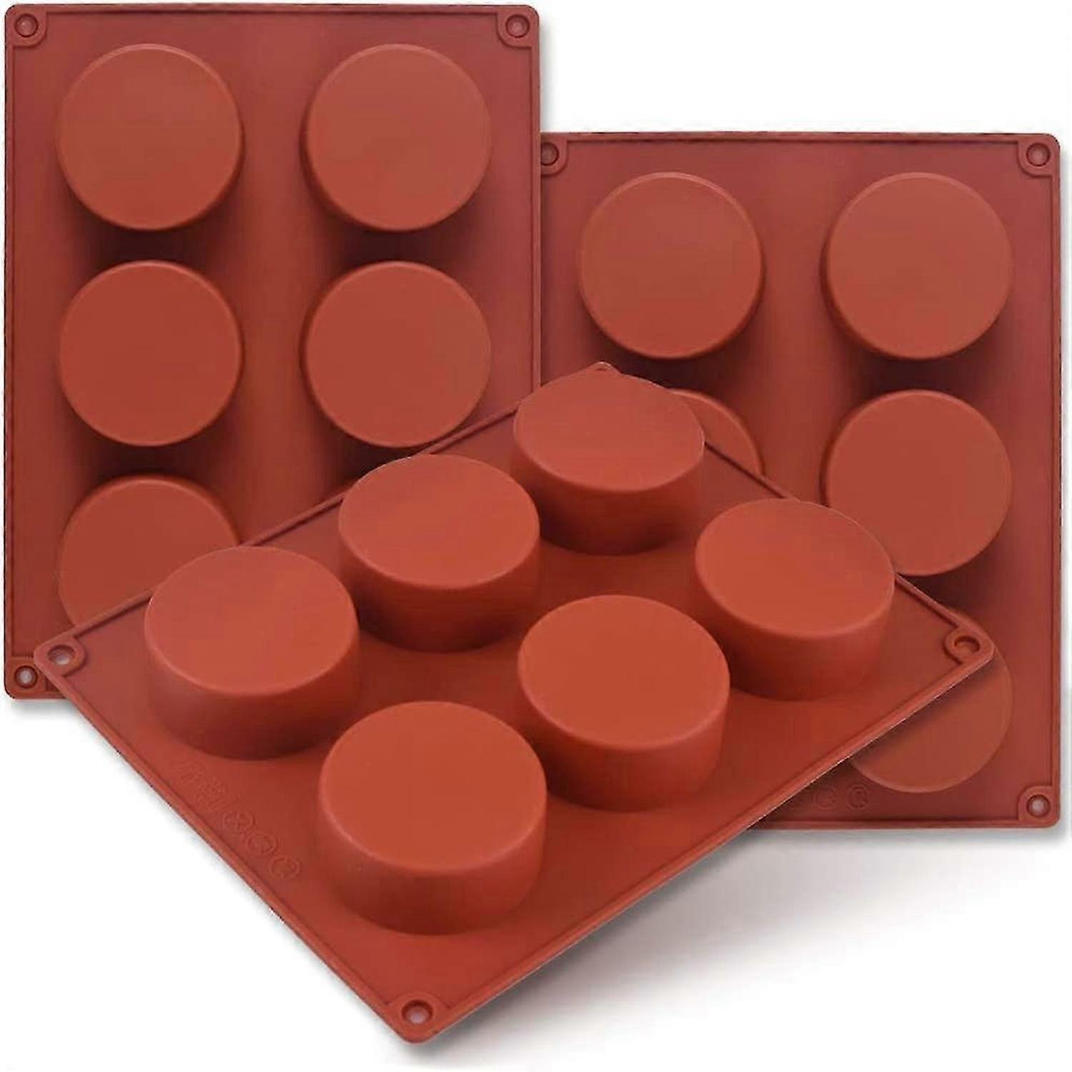 سيليكون 3 عبوات 6 تجاويف ، 5.1 سم ، شكل اسطوانة دائرية للكب كيك ، صابون مصنوع يدويا