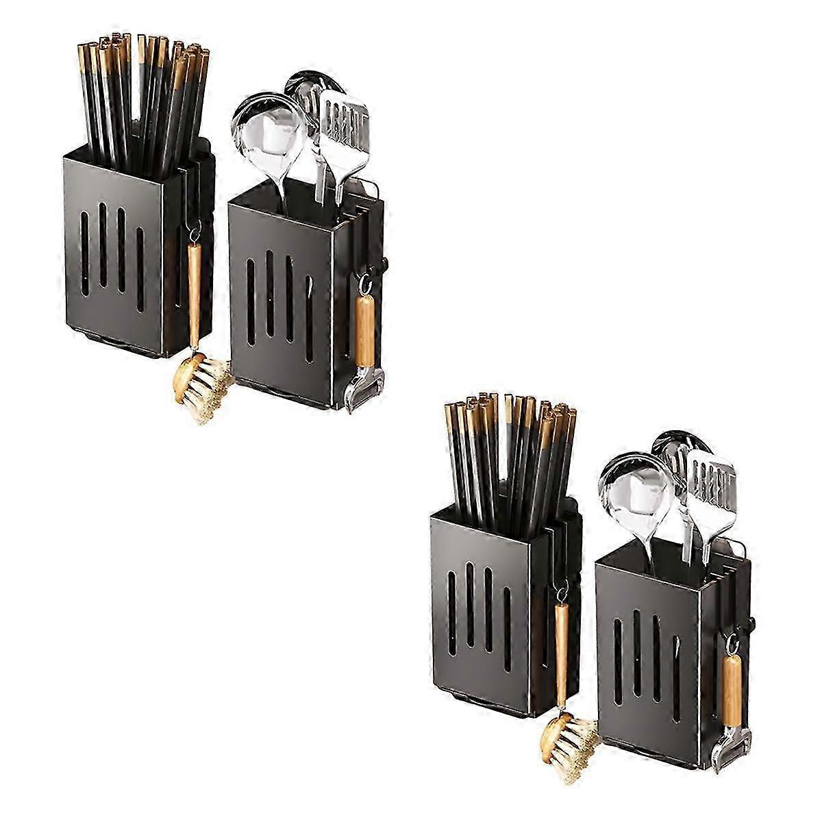 Kitchen Multi-Function Cutlery Holder with Chopstick Organizer - Wall Mount Spoon Rest, No-Drill Required for Easy Installation