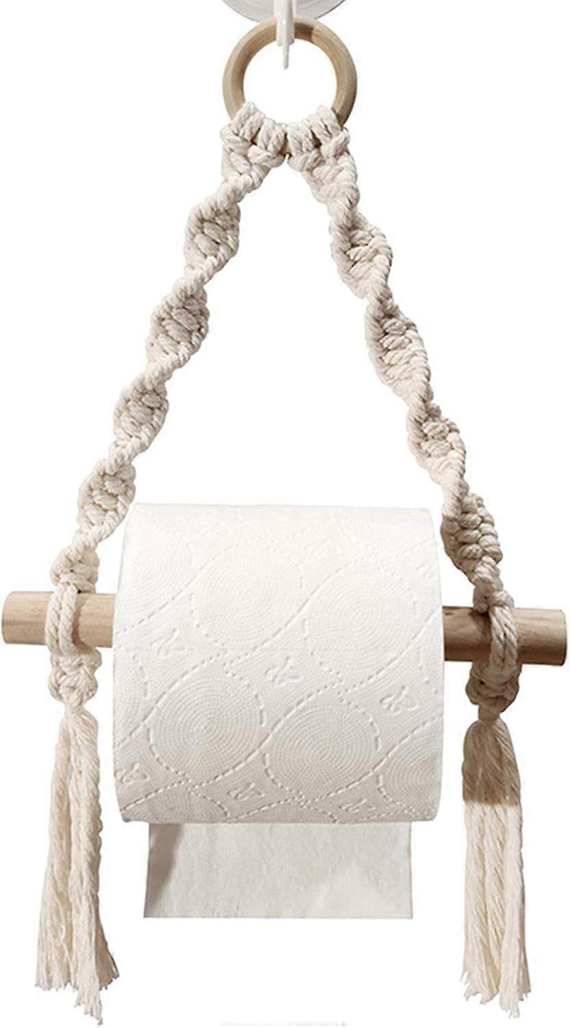 Hanging Paper Roll Holder in Braided Rope, Ternel, Kitchen Toilet Paper Holder,
