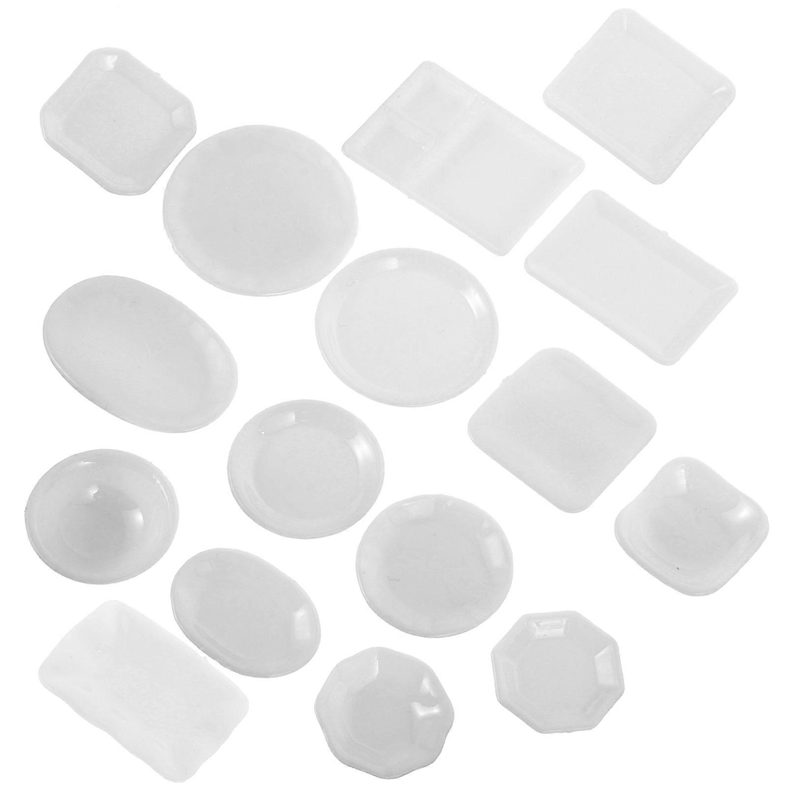 Doll House Miniature Tableware Plastic Bowl Dish Cup Set for Decor 48Pcs