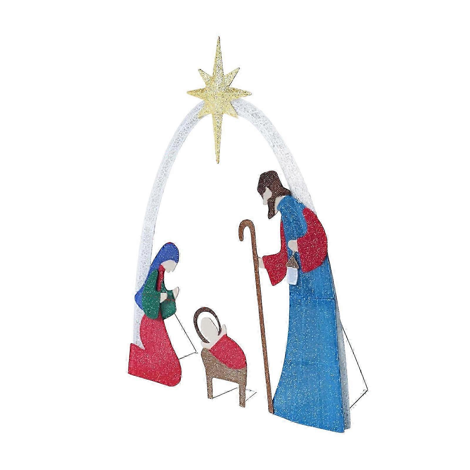 Light Christmas Scene Silhouette Indoor Outdoor Decorations, Acrylic Nativity Decoration