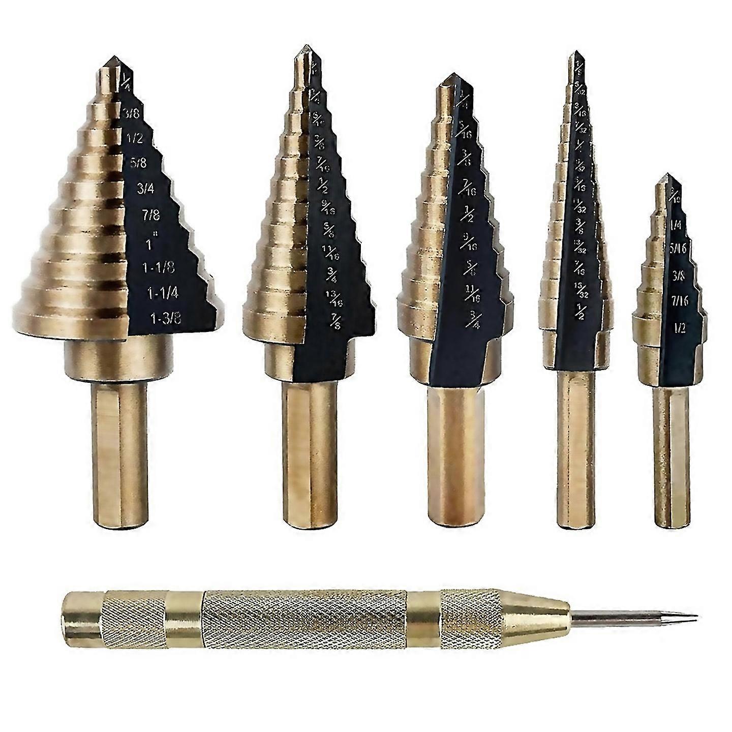 For 5pcs Step Drill Bits For Metal Wood Plastic 50 Sizes