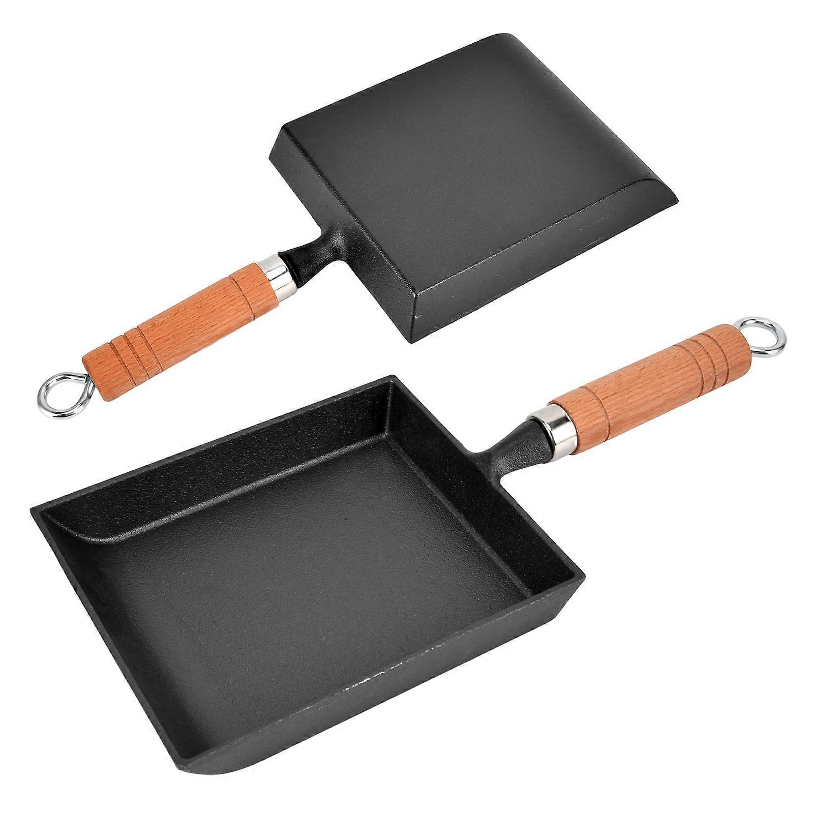 15.5CM Cast Iron Frying Pan with Wood Handle, 36.5x15.5cm