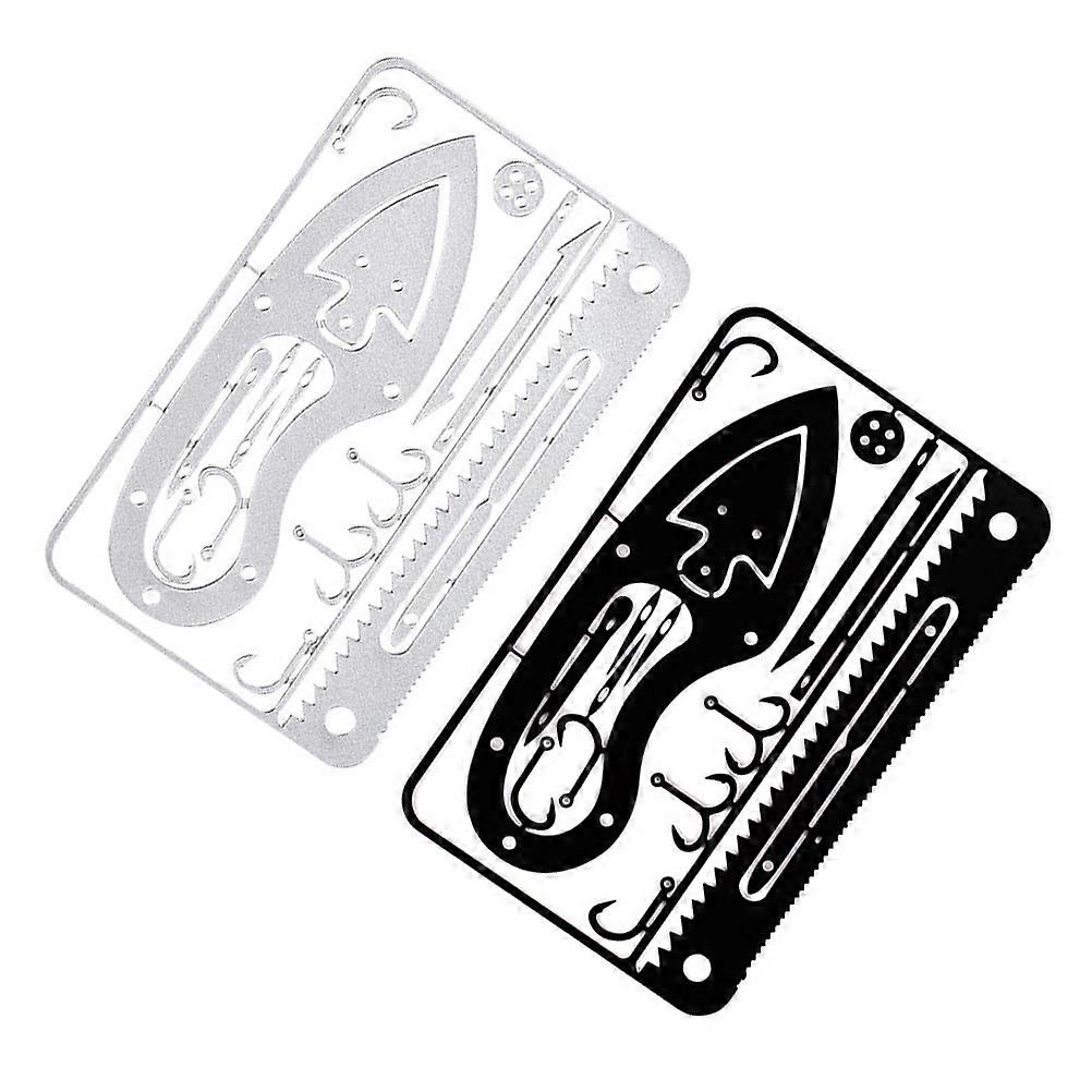 Camping Survival Cards Multi-Tool Cards for Fishing Hook 2Pcs Outdoor