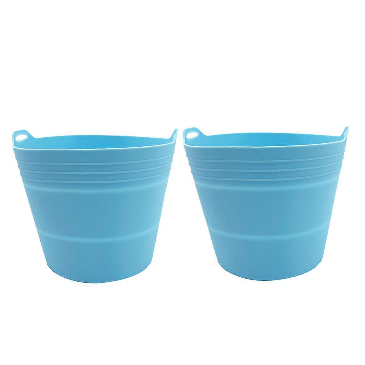 2Pcs Reuasble Silicone Grease Bucket Liners Blue