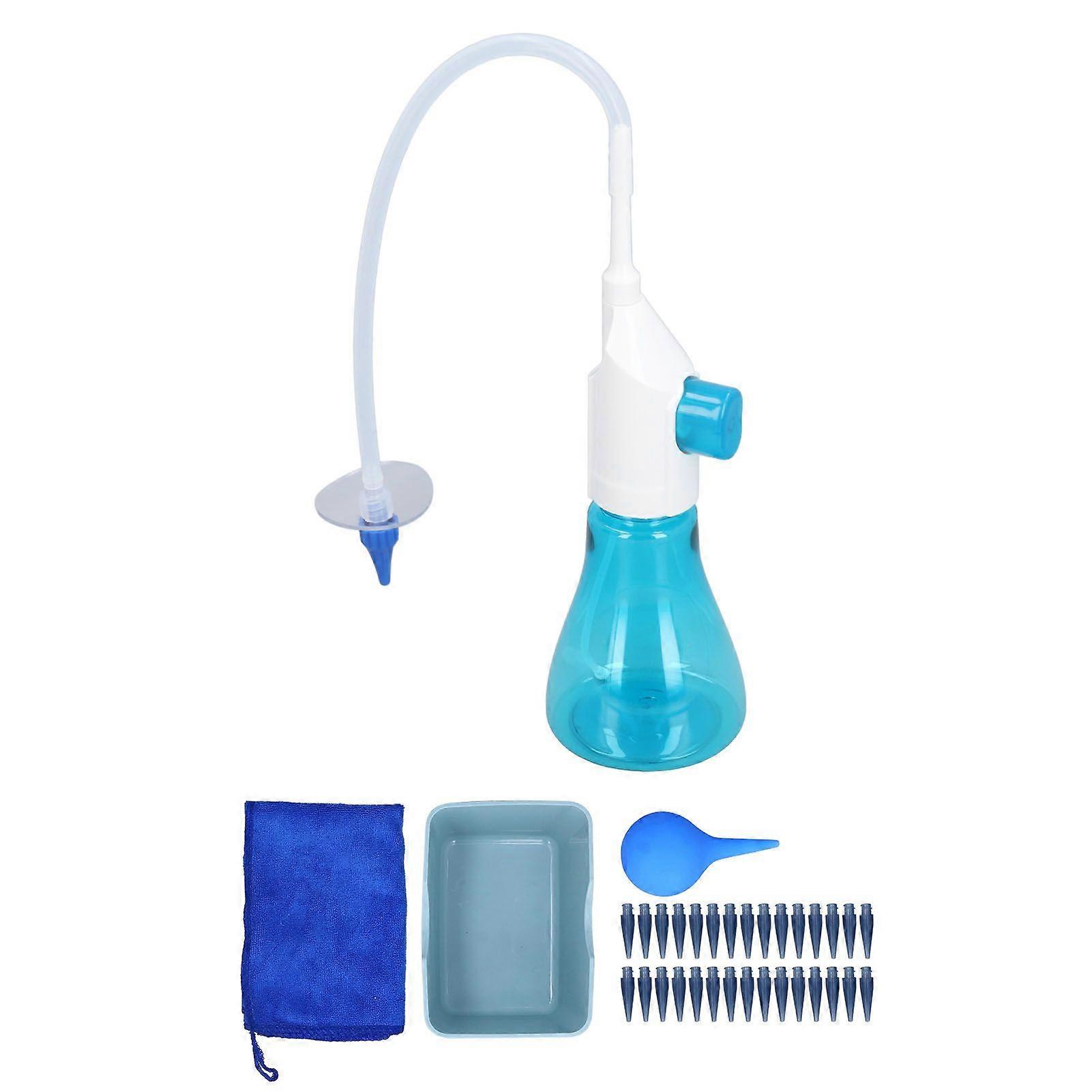 W10 Ear Washer Cleansing Kit Wax Removal Gentle Ear Irrigation Flushing Kit with 30 Nozzles Blue