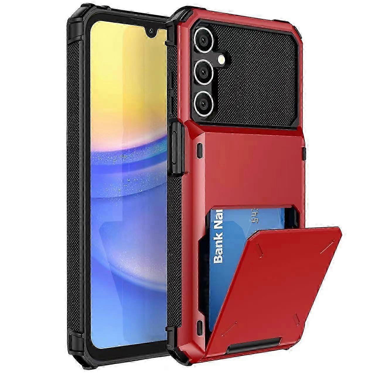 Samsung Galaxy A56 5G Case - PC+TPU Dual Layer Protective Cover with Built-in Card Holder in Blue