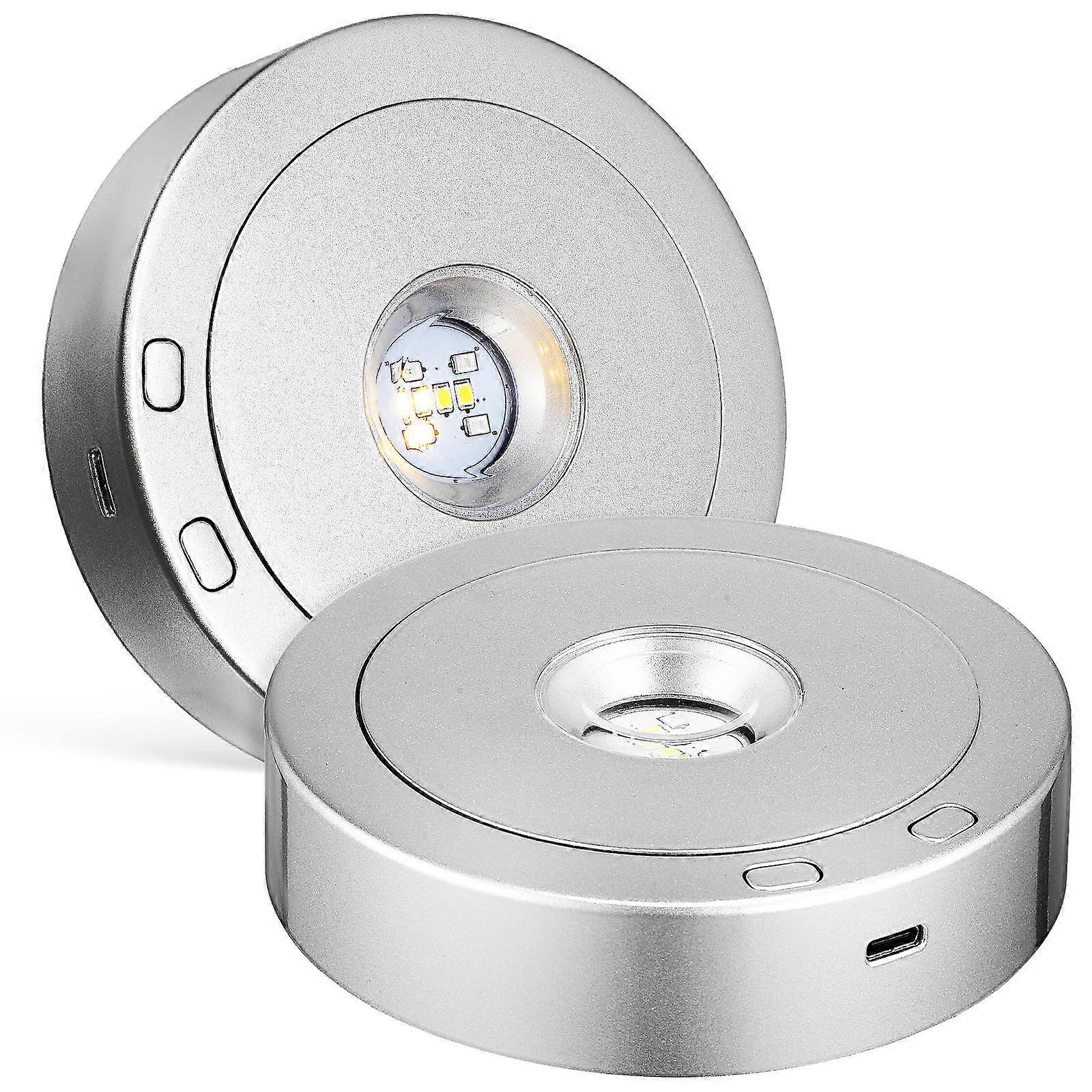 Silver Rotatable LED Light Base Display Holders for Crystals 4Pcs